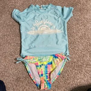 Girls bikini bottoms with swim shirt